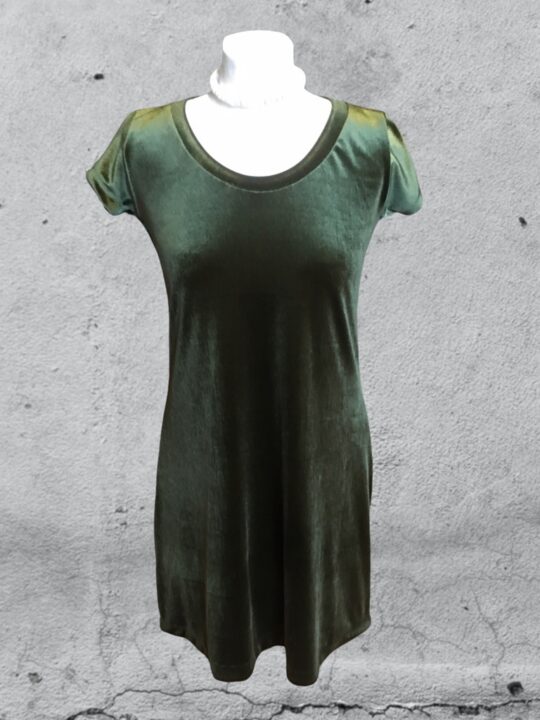 T-Shirtkleid „Kerstin 2.0“ Samt - waldgrün